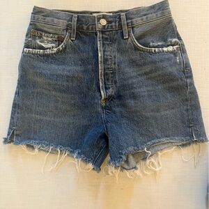 Agolde Distressed Blue Denim Shorts